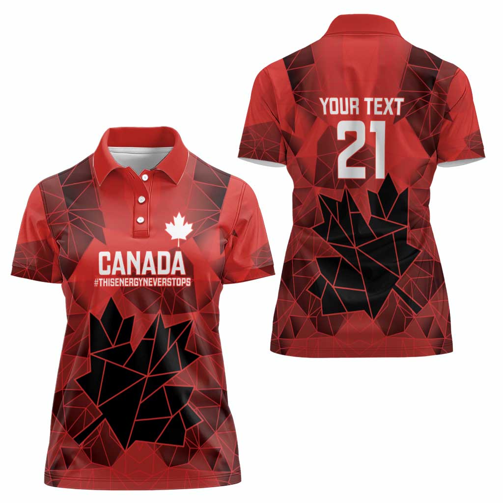 Custom Women Rugby Canada Women Polo Shirt Maple Energy Never Stops - Wonder Print Shop