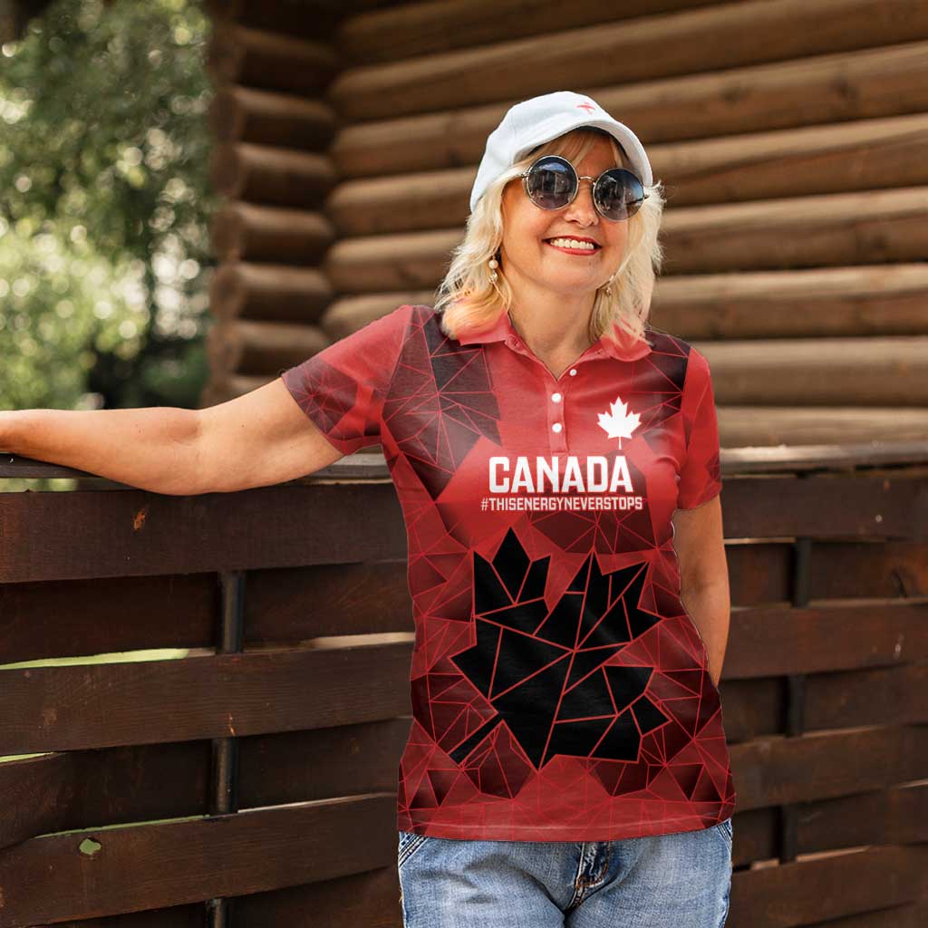 Custom Women Rugby Canada Women Polo Shirt Maple Energy Never Stops - Wonder Print Shop