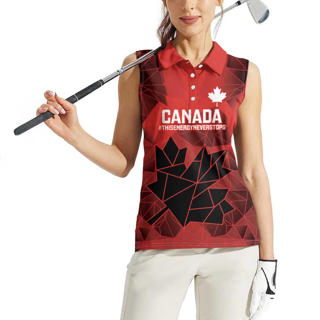 Custom Women Rugby Canada Women Sleeveless Polo Shirt Maple Energy Never Stops - Wonder Print Shop