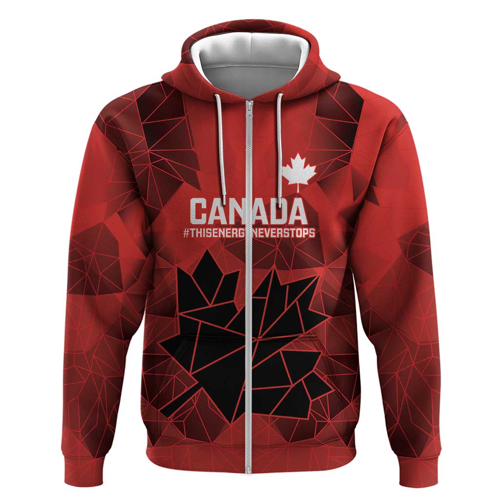 Custom Women Rugby Canada Zip Hoodie Maple Energy Never Stops - Wonder Print Shop