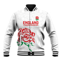 Custom Women Rugby England Baseball Jacket Red Roses Energy Never Stops - Wonder Print Shop