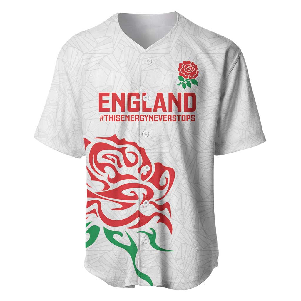 Custom Women Rugby England Baseball Jersey Red Roses Energy Never Stops - Wonder Print Shop