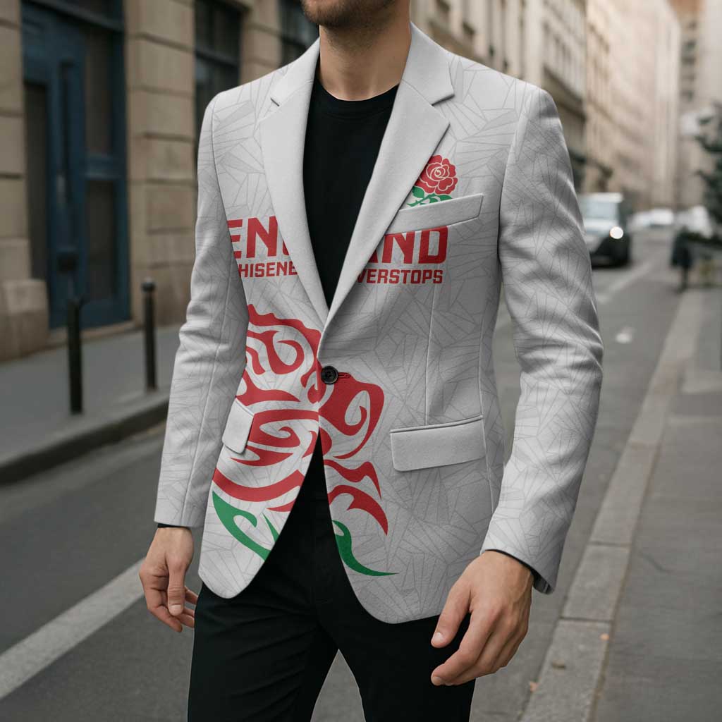 Custom Women Rugby England Blazer Red Roses Energy Never Stops - Wonder Print Shop