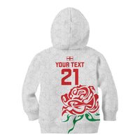 Custom Women Rugby England Kid Hoodie Red Roses Energy Never Stops - Wonder Print Shop