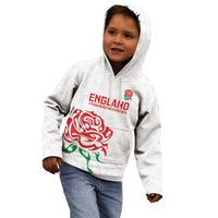 Custom Women Rugby England Kid Hoodie Red Roses Energy Never Stops - Wonder Print Shop