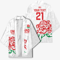 Custom Women Rugby England Kimono Red Roses Energy Never Stops - Wonder Print Shop