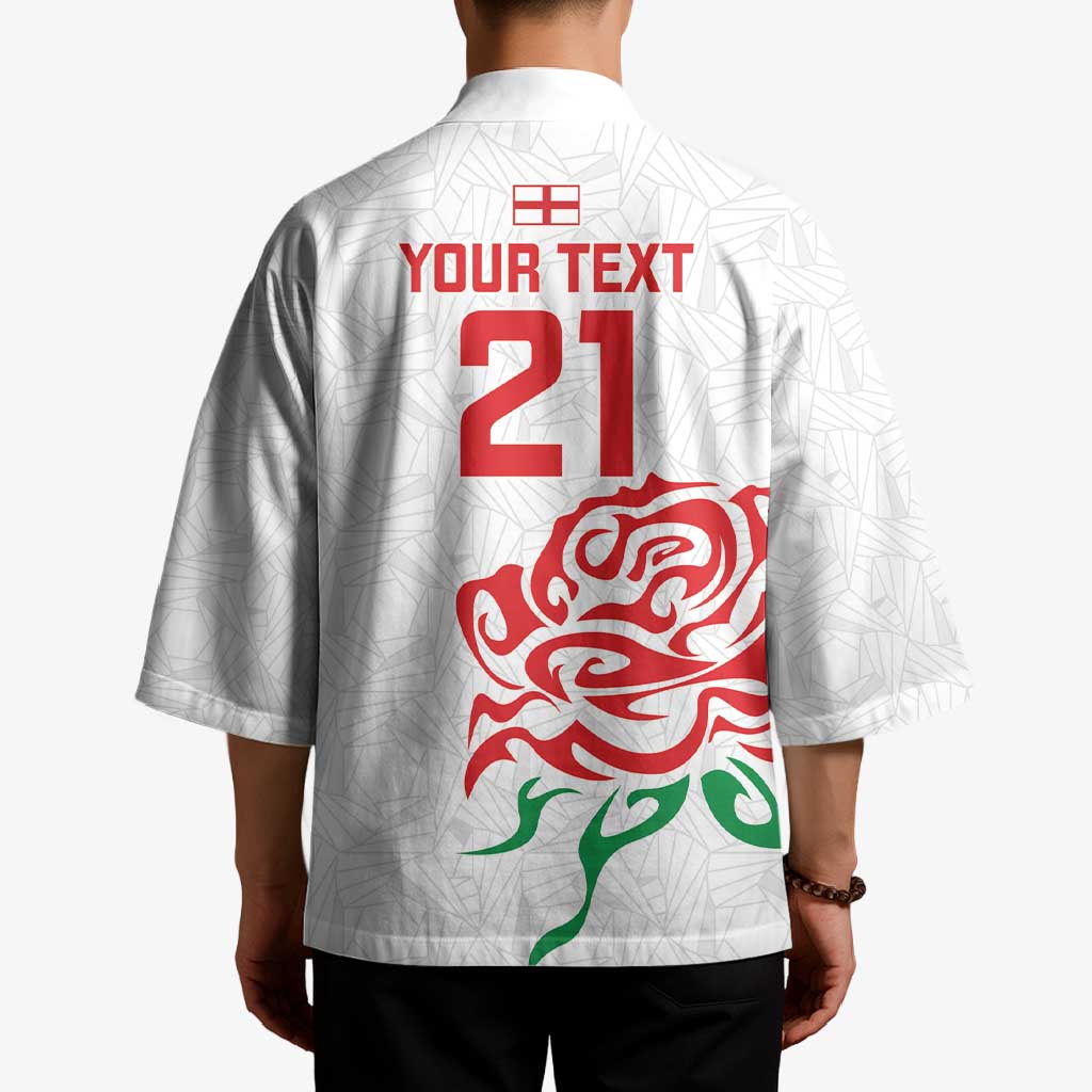 Custom Women Rugby England Kimono Red Roses Energy Never Stops - Wonder Print Shop