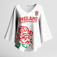 Custom Women Rugby England Kimono Sleeve Blouse Red Roses Energy Never Stops - Wonder Print Shop