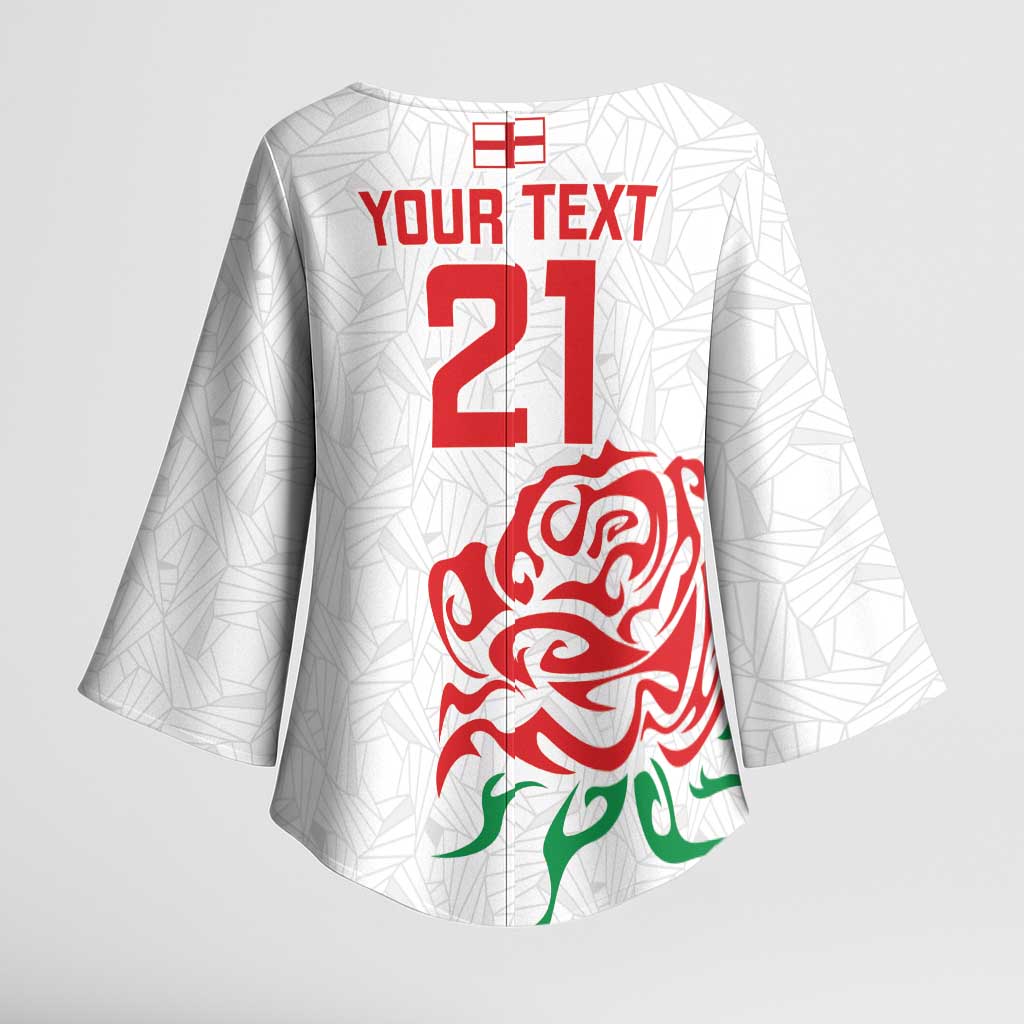 Custom Women Rugby England Kimono Sleeve Blouse Red Roses Energy Never Stops - Wonder Print Shop