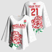 Custom Women Rugby England Kimono Sleeve Blouse Red Roses Energy Never Stops - Wonder Print Shop