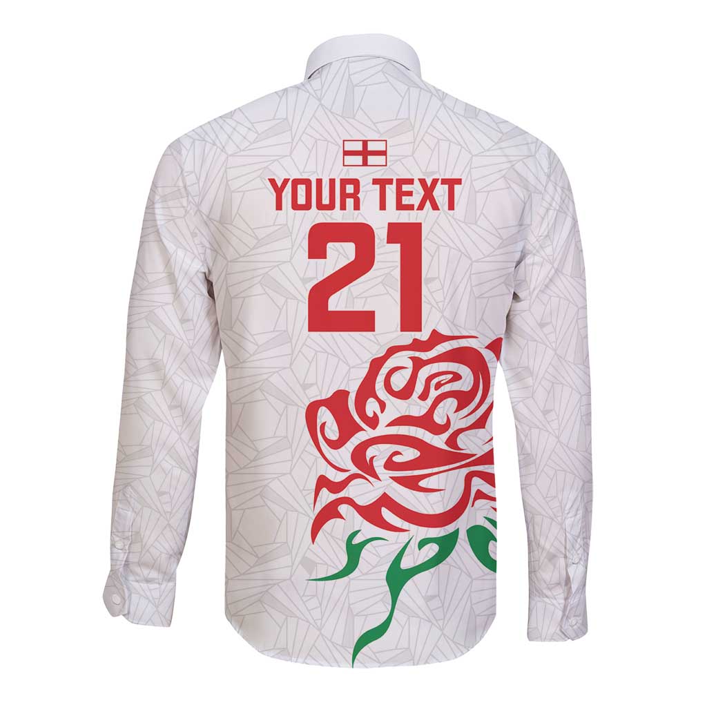 Custom Women Rugby England Long Sleeve Button Shirt Red Roses Energy Never Stops - Wonder Print Shop