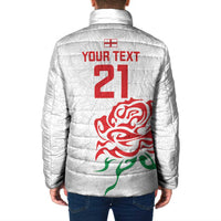 Custom Women Rugby England Padded Jacket Red Roses Energy Never Stops - Wonder Print Shop