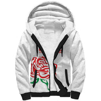 Custom Women Rugby England Sherpa Hoodie Red Roses Energy Never Stops - Wonder Print Shop