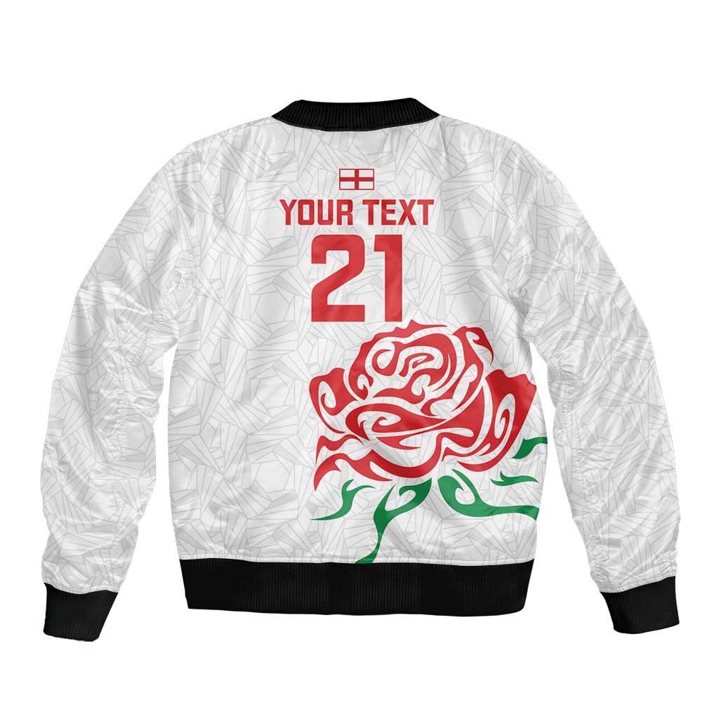 Custom Women Rugby England Sleeve Zip Bomber Jacket Red Roses Energy Never Stops - Wonder Print Shop