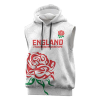 Custom Women Rugby England Sleeveless Hoodie Red Roses Energy Never Stops - Wonder Print Shop