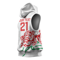 Custom Women Rugby England Sleeveless Hoodie Red Roses Energy Never Stops - Wonder Print Shop