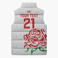 Custom Women Rugby England Sleeveless Puffer Jacket Red Roses Energy Never Stops - Wonder Print Shop