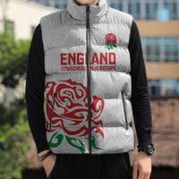 Custom Women Rugby England Sleeveless Puffer Jacket Red Roses Energy Never Stops - Wonder Print Shop