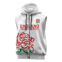 Custom Women Rugby England Sleeveless Zip Hoodie Red Roses Energy Never Stops - Wonder Print Shop