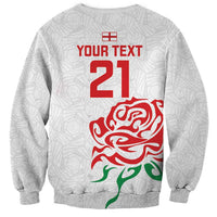 Custom Women Rugby England Sweatshirt Red Roses Energy Never Stops - Wonder Print Shop
