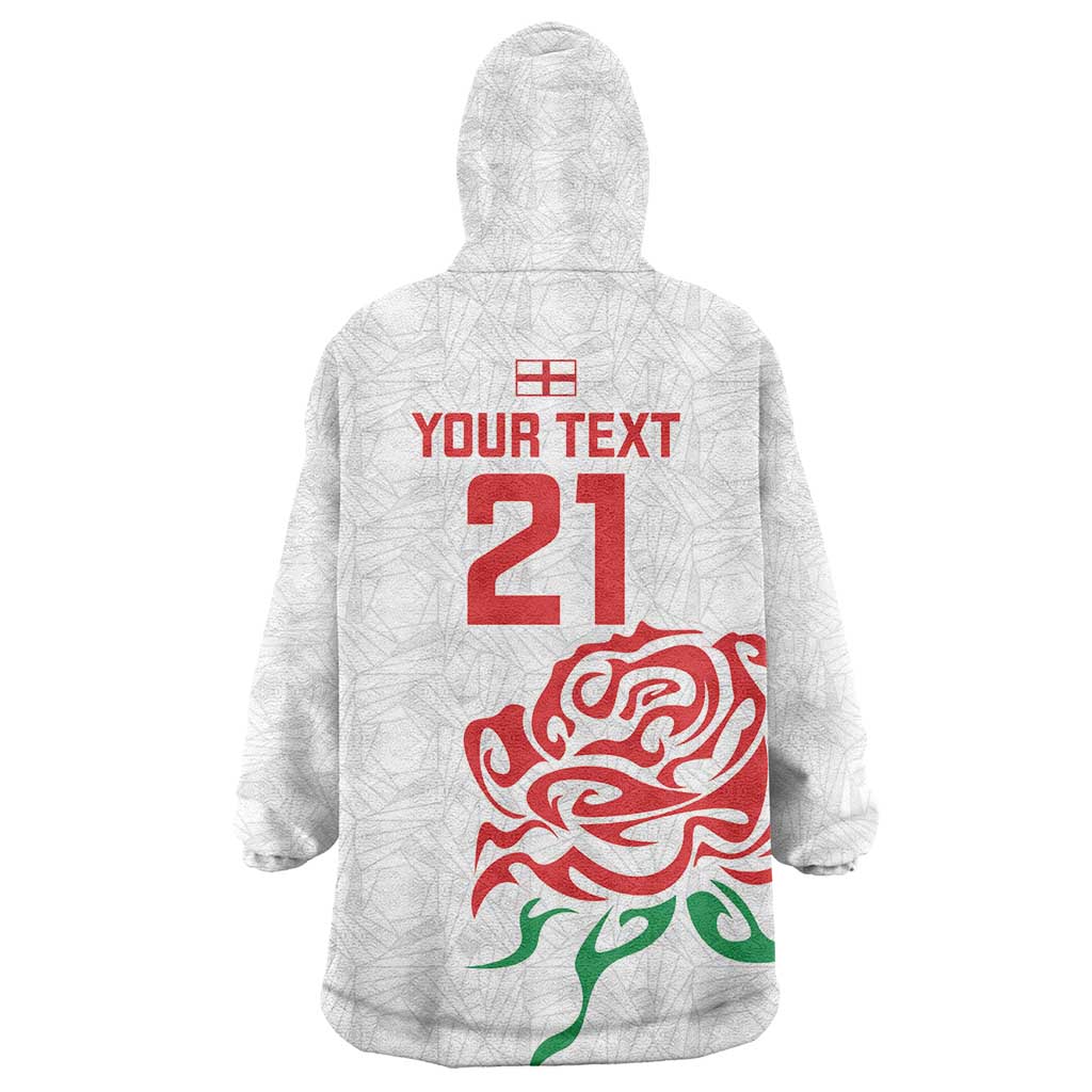 Custom Women Rugby England Wearable Blanket Hoodie Red Roses Energy Never Stops - Wonder Print Shop