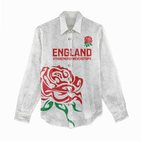 Custom Women Rugby England Women Casual Shirt Red Roses Energy Never Stops - Wonder Print Shop