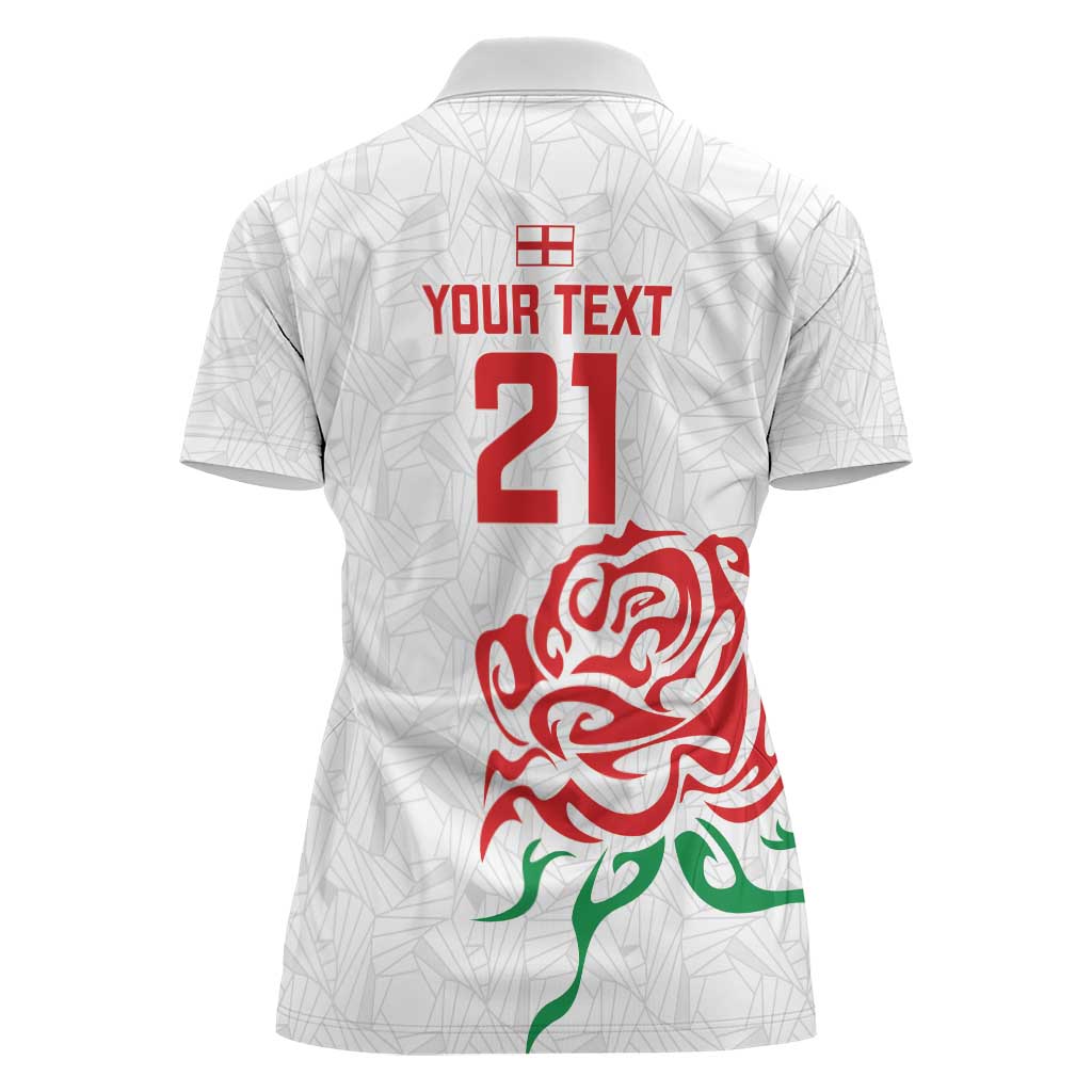 Custom Women Rugby England Women Polo Shirt Red Roses Energy Never Stops - Wonder Print Shop