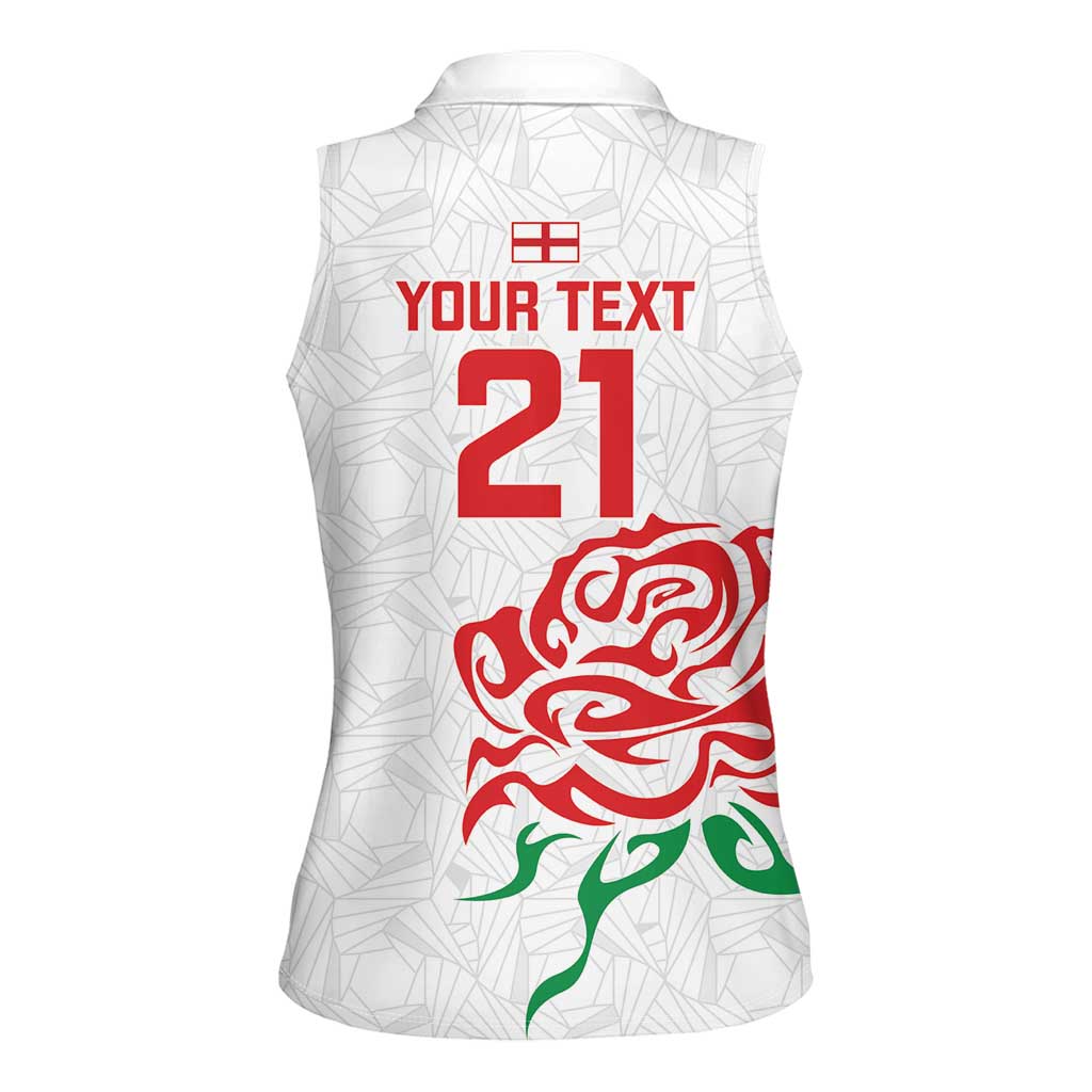 Custom Women Rugby England Women Sleeveless Polo Shirt Red Roses Energy Never Stops - Wonder Print Shop