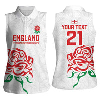 Custom Women Rugby England Women Sleeveless Polo Shirt Red Roses Energy Never Stops - Wonder Print Shop
