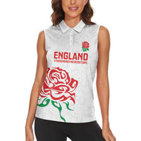Custom Women Rugby England Women Sleeveless Polo Shirt Red Roses Energy Never Stops - Wonder Print Shop