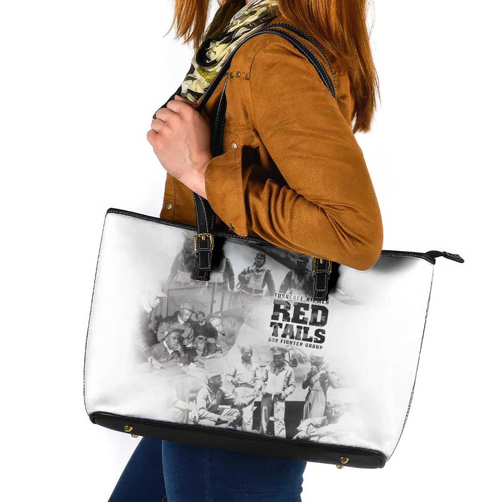 Tuskegee Airmen 332nd Fighter Group Leather Tote Bag The First to Fly with Honor - Wonder Print Shop