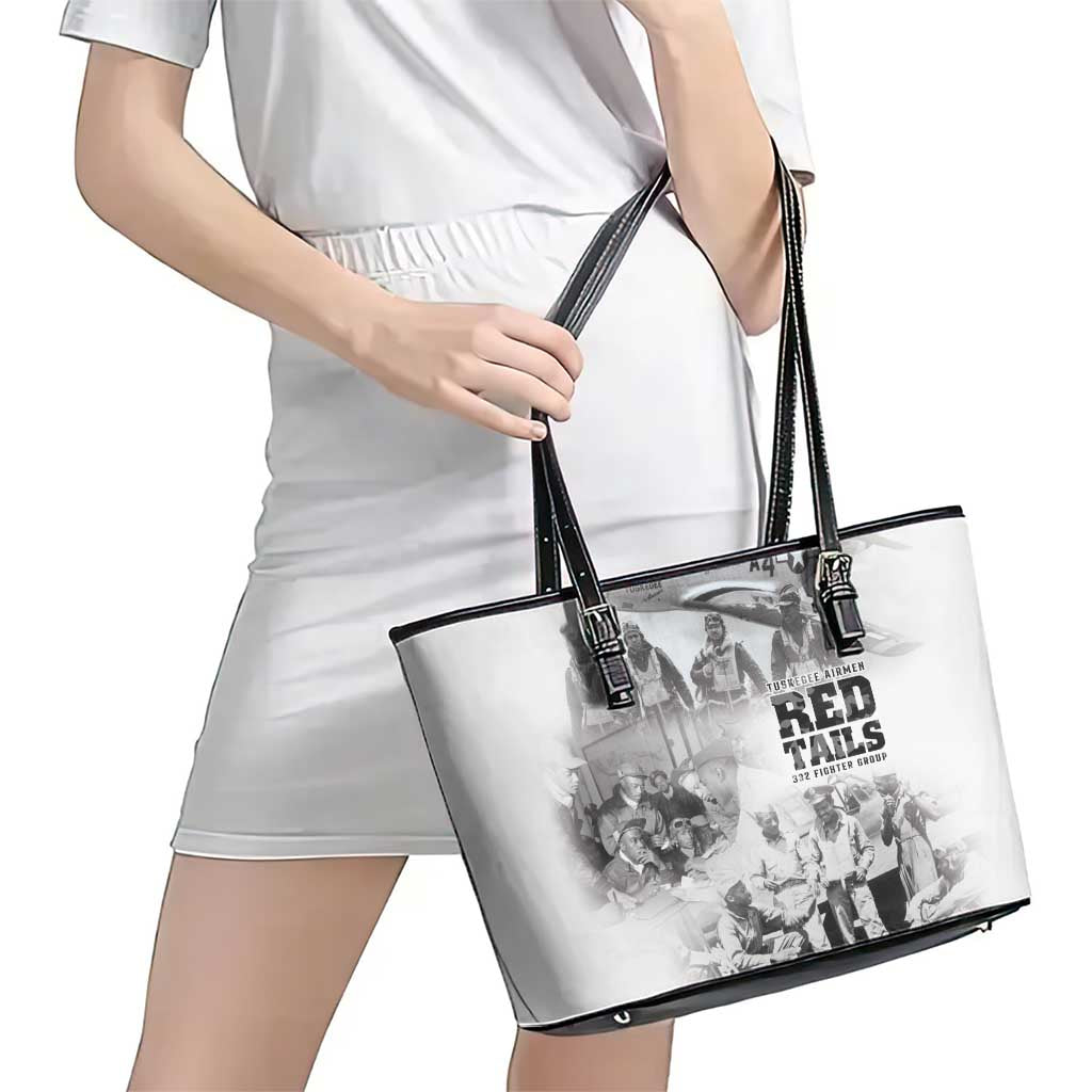 Tuskegee Airmen 332nd Fighter Group Leather Tote Bag The First to Fly with Honor - Wonder Print Shop
