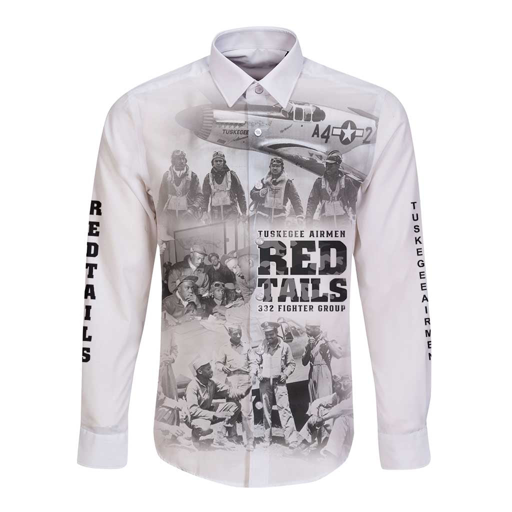 Tuskegee Airmen 332nd Fighter Group Long Sleeve Button Shirt The First to Fly with Honor - Wonder Print Shop
