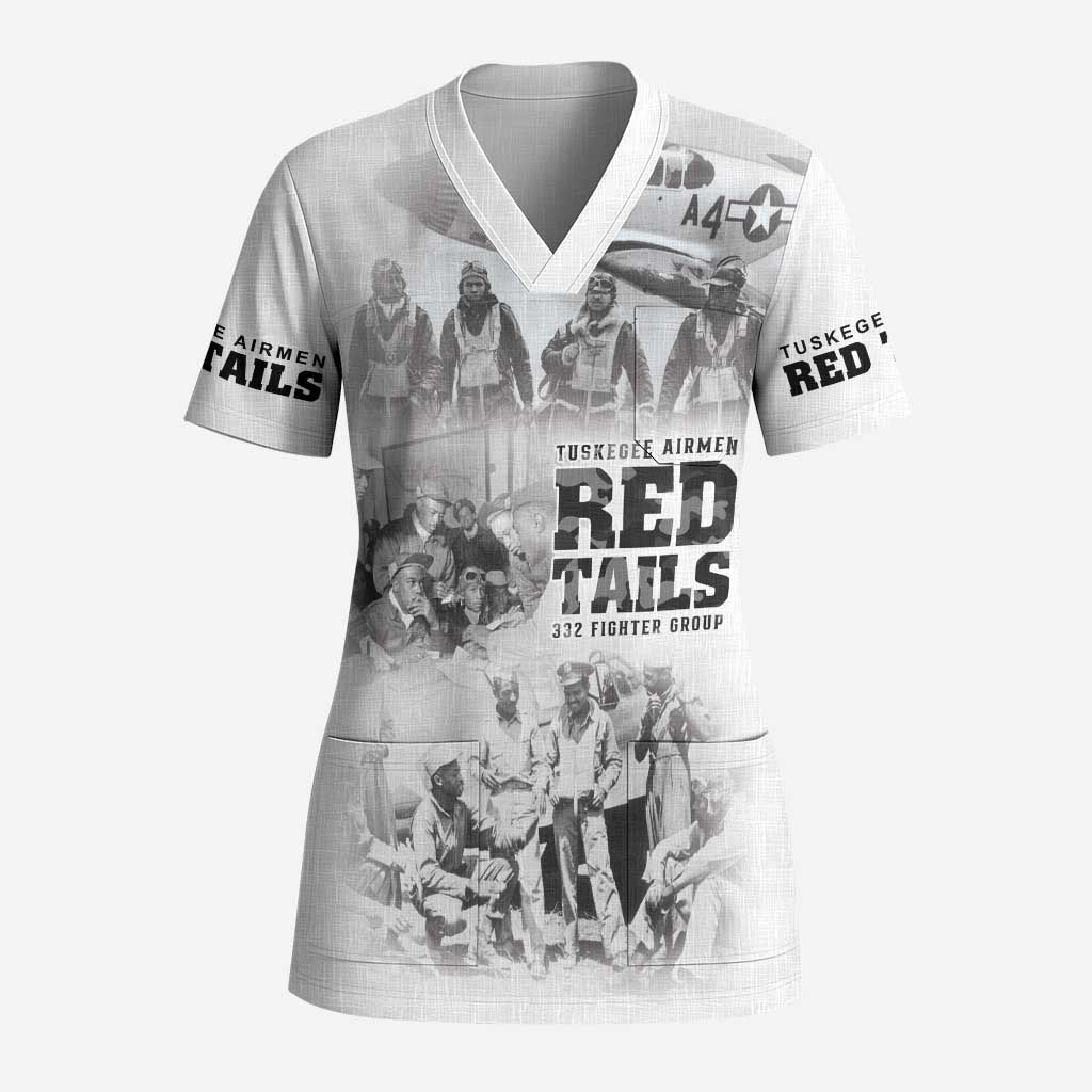 Tuskegee Airmen 332nd Fighter Group Scrub Top The First to Fly with Honor - Wonder Print Shop