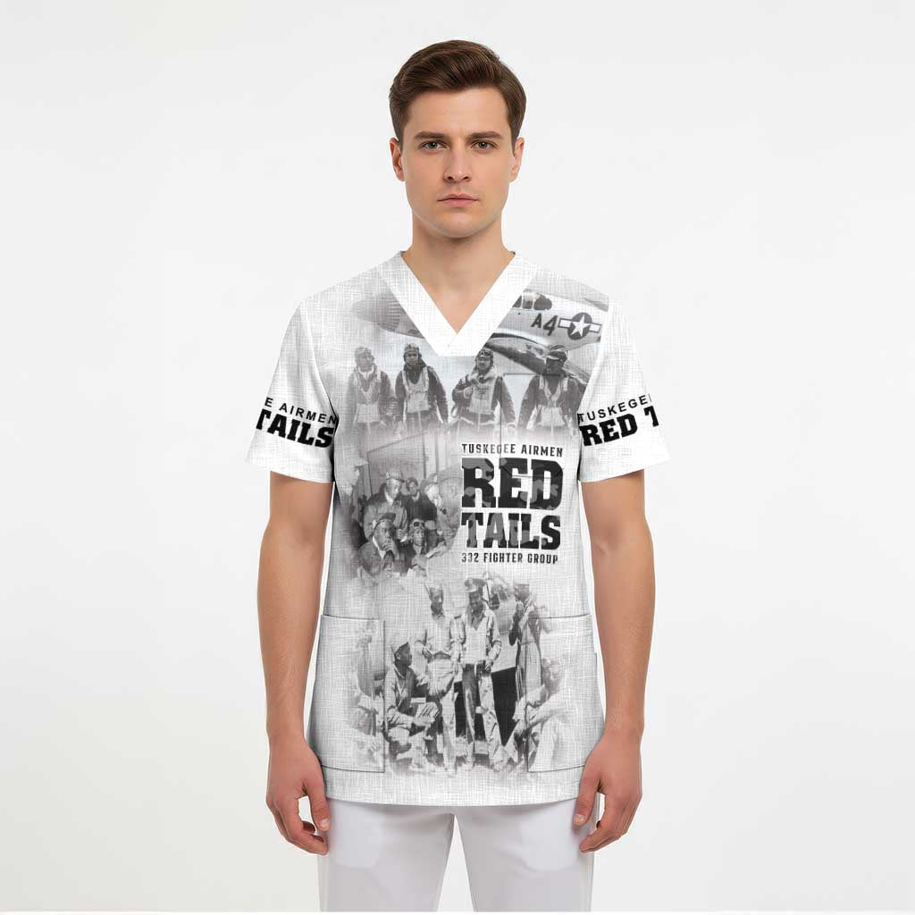 Tuskegee Airmen 332nd Fighter Group Scrub Top The First to Fly with Honor - Wonder Print Shop