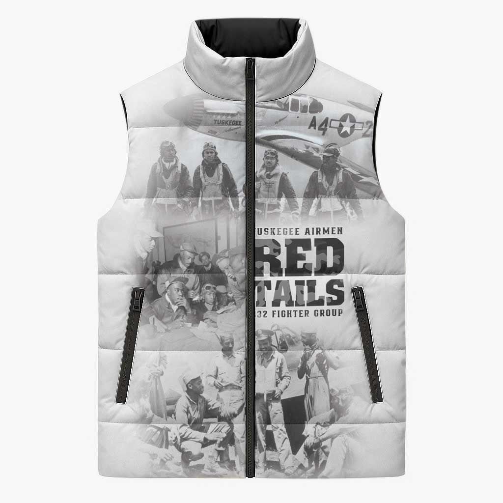 Tuskegee Airmen 332nd Fighter Group Sleeveless Puffer Jacket The First to Fly with Honor - Wonder Print Shop