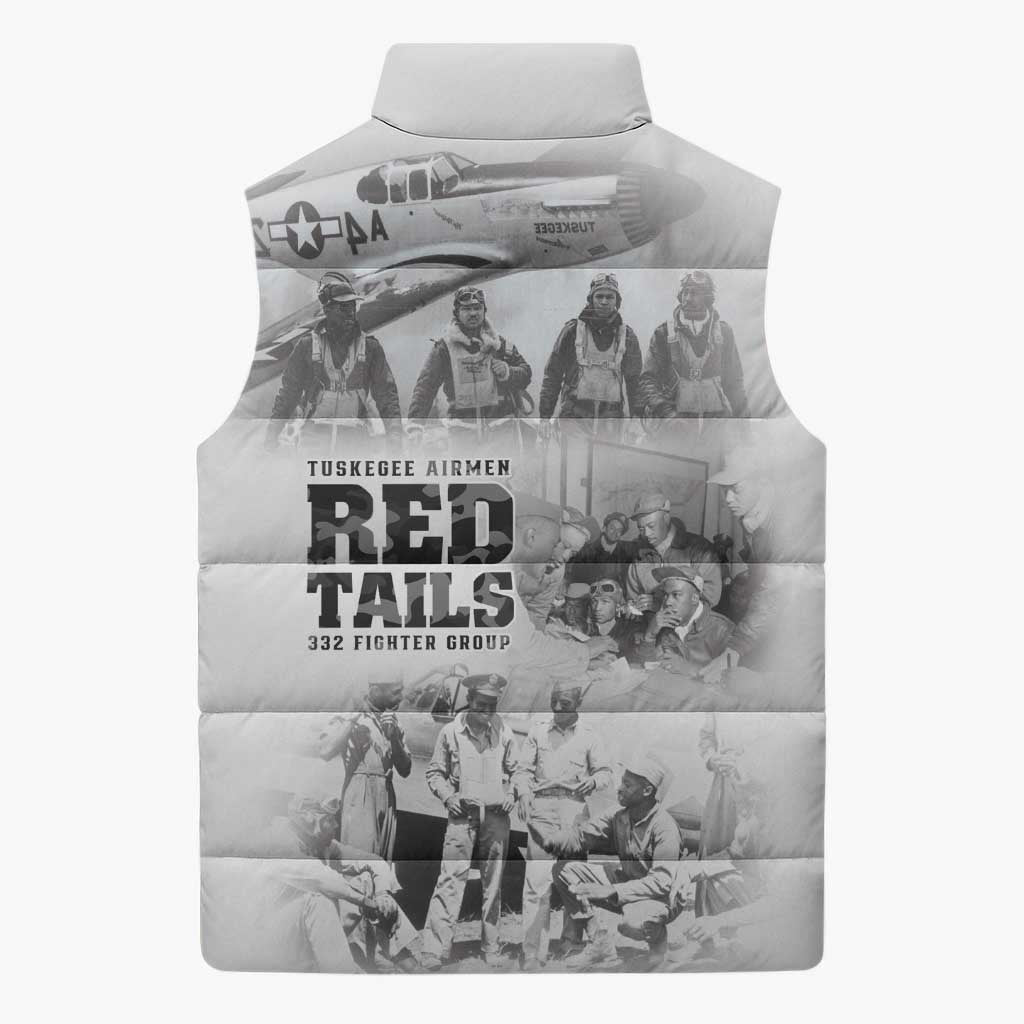 Tuskegee Airmen 332nd Fighter Group Sleeveless Puffer Jacket The First to Fly with Honor - Wonder Print Shop