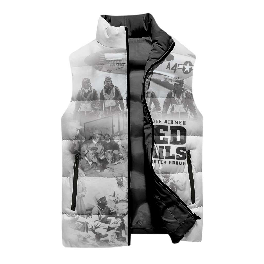 Tuskegee Airmen 332nd Fighter Group Sleeveless Puffer Jacket The First to Fly with Honor - Wonder Print Shop