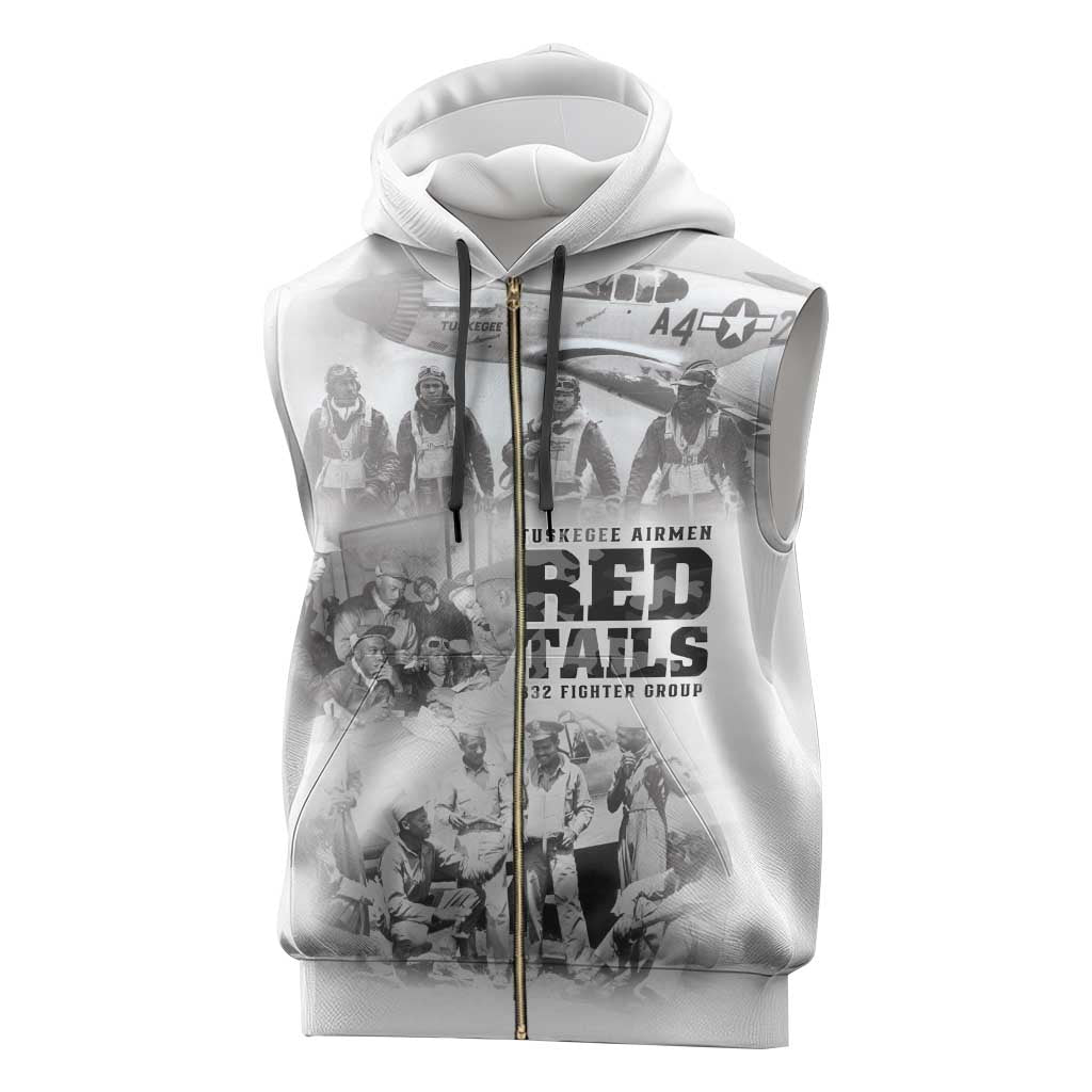 Tuskegee Airmen 332nd Fighter Group Sleeveless Zip Hoodie The First to Fly with Honor - Wonder Print Shop