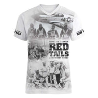 Tuskegee Airmen 332nd Fighter Group Women V-Neck T-Shirt The First to Fly with Honor - Wonder Print Shop
