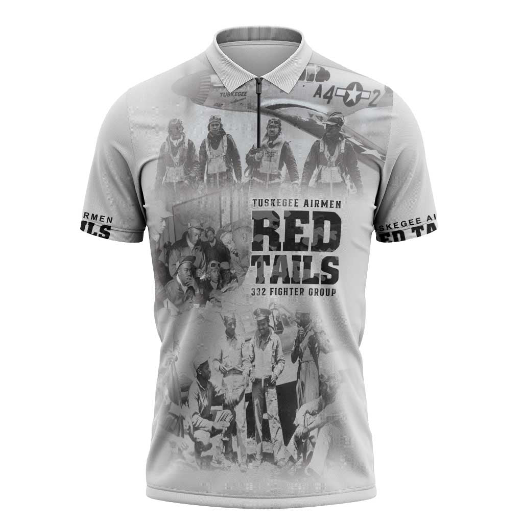 Tuskegee Airmen 332nd Fighter Group Zipper Polo Shirt The First to Fly with Honor - Wonder Print Shop