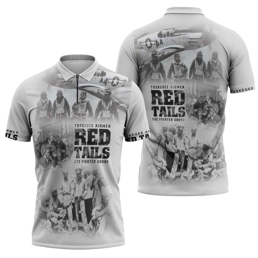 Tuskegee Airmen 332nd Fighter Group Zipper Polo Shirt The First to Fly with Honor - Wonder Print Shop