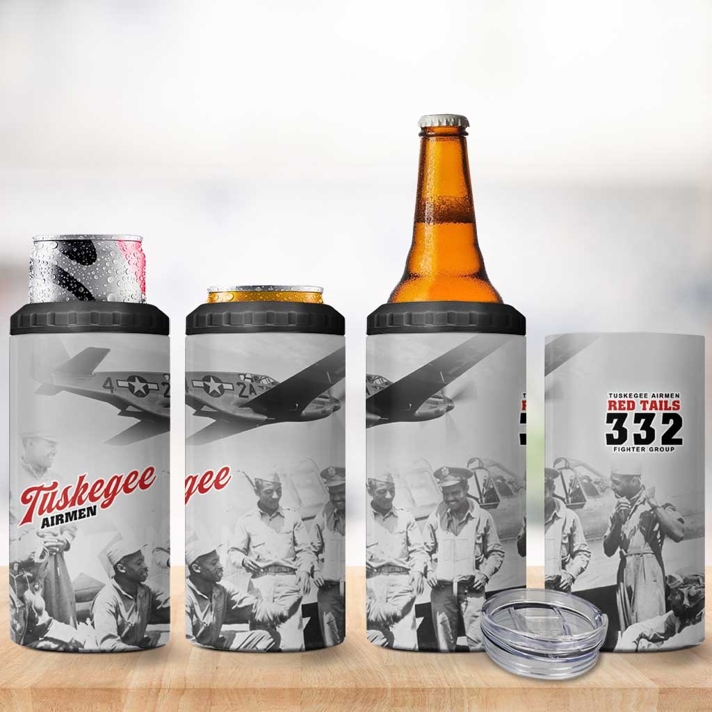 Tuskegee Airmen 332nd Fighter Group 4 in 1 Can Cooler Tumbler Vintage-style War - Wonder Print Shop