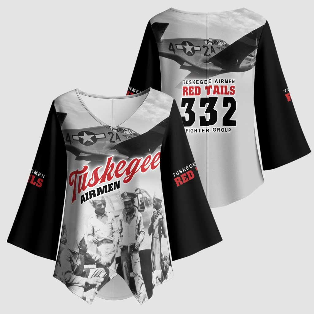 Tuskegee Airmen 332nd Fighter Group Kimono Sleeve Blouse Vintage-style War - Wonder Print Shop