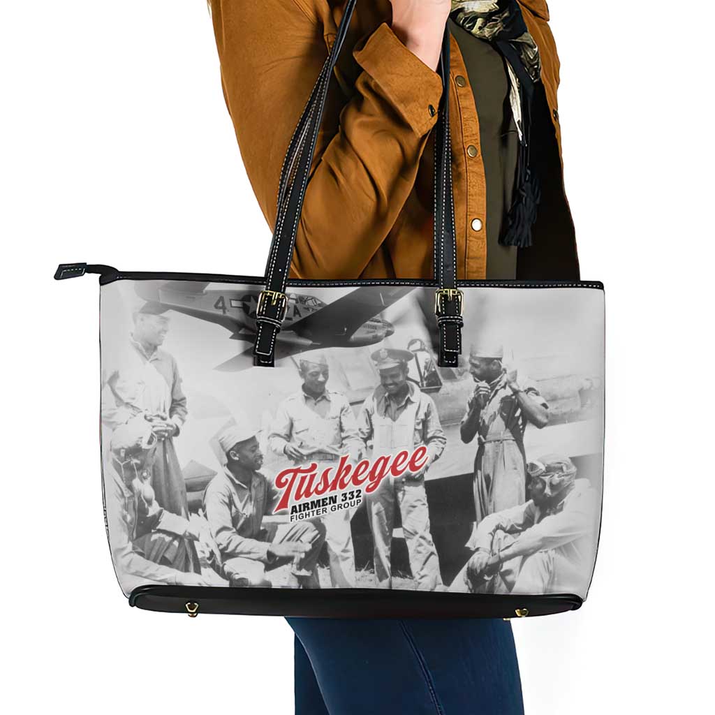 Tuskegee Airmen 332nd Fighter Group Leather Tote Bag Vintage-style War - Wonder Print Shop