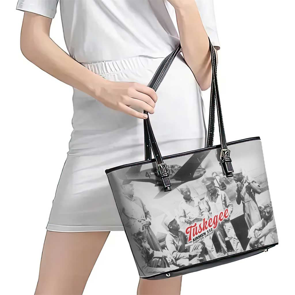 Tuskegee Airmen 332nd Fighter Group Leather Tote Bag Vintage-style War - Wonder Print Shop
