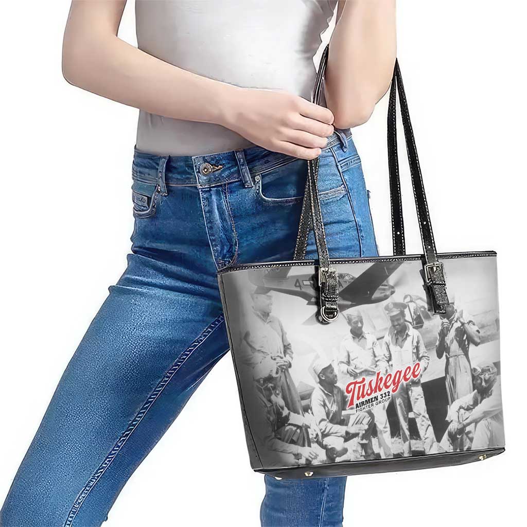 Tuskegee Airmen 332nd Fighter Group Leather Tote Bag Vintage-style War - Wonder Print Shop
