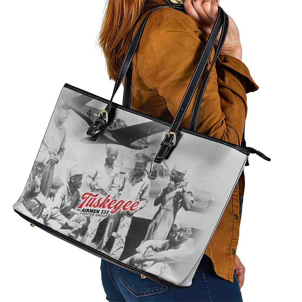 Tuskegee Airmen 332nd Fighter Group Leather Tote Bag Vintage-style War - Wonder Print Shop