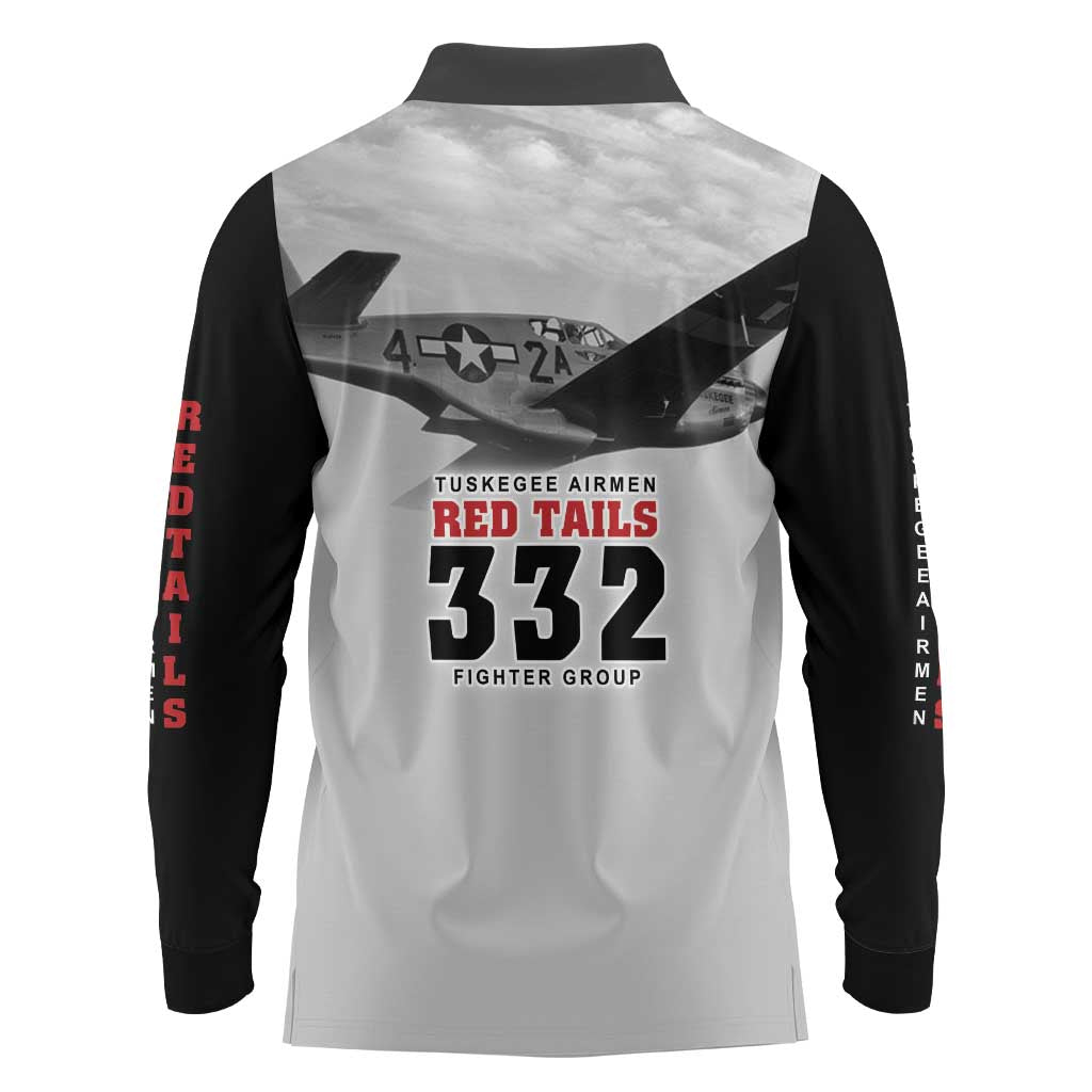 Tuskegee Airmen 332nd Fighter Group Long Sleeve Polo Shirt Vintage-style War - Wonder Print Shop