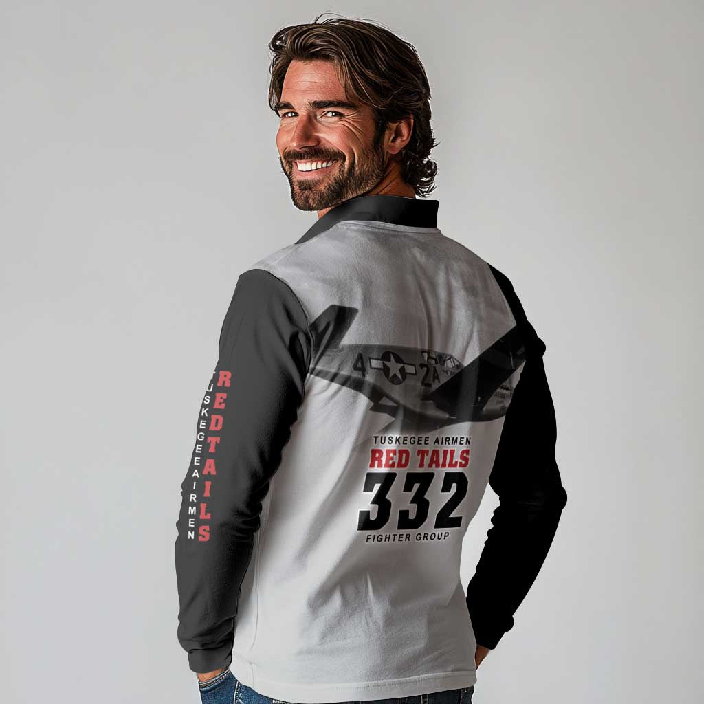 Tuskegee Airmen 332nd Fighter Group Long Sleeve Polo Shirt Vintage-style War - Wonder Print Shop